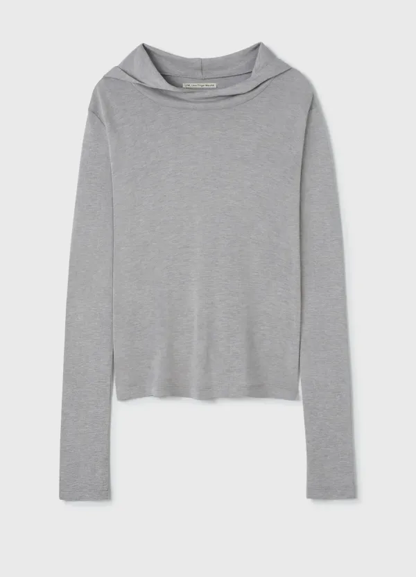 Soft High-Neck Hoodie / Light Gray