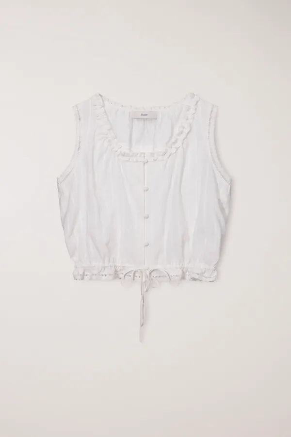 FRILL SLEEVELESS BLOUSE WHITE_UDBL6B226WT