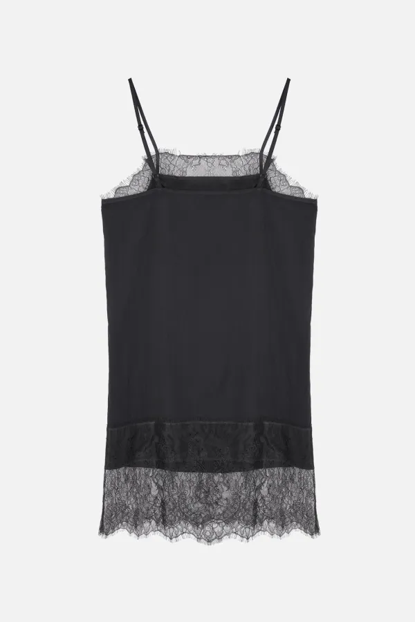 Lace Slip Dress _ Charcoal
