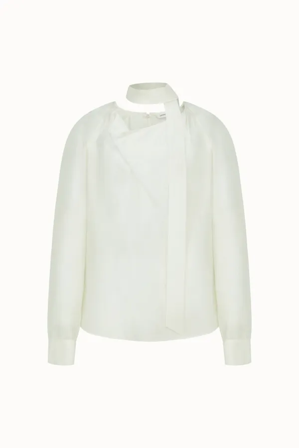 Drape Tie Blouse[LMBEAUSH312]-Ivory