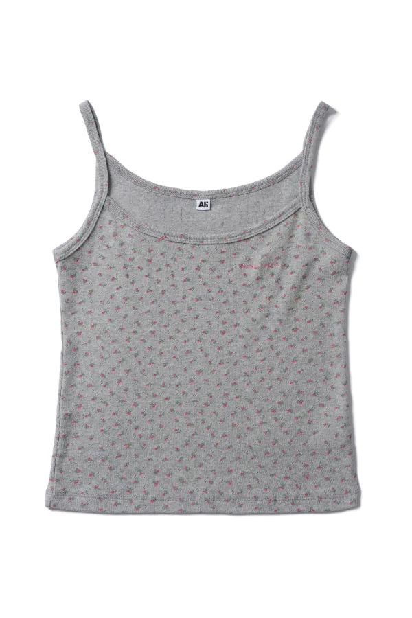 Flower Eyelet Sleeveless Grey