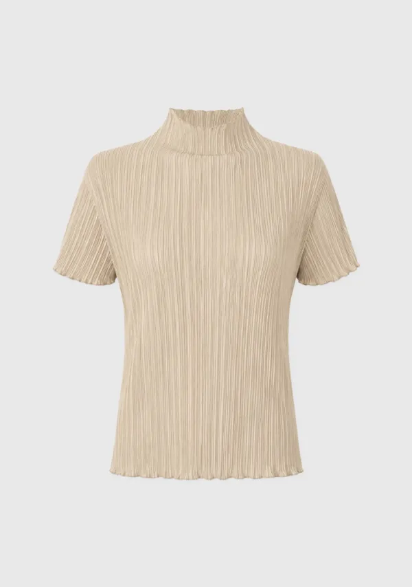 Lorin Pleats Half T-shirt Beige