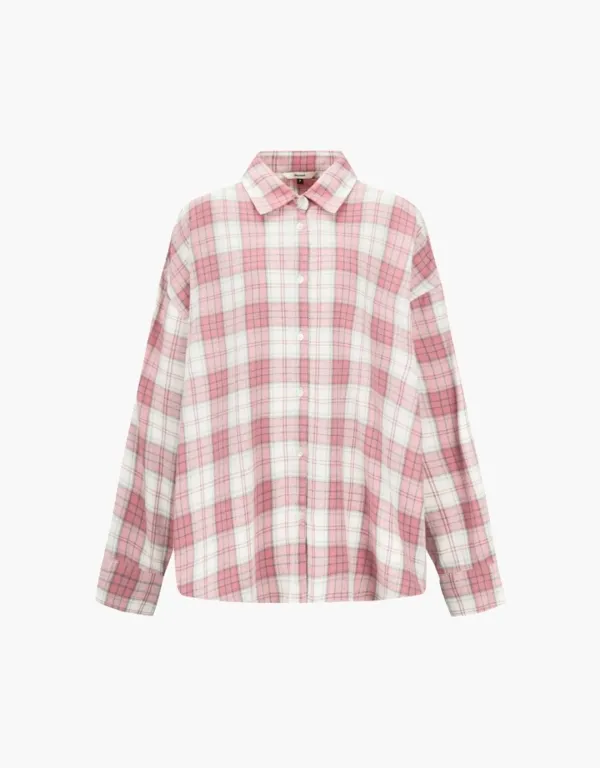 oversized flannel check shirts - pink check