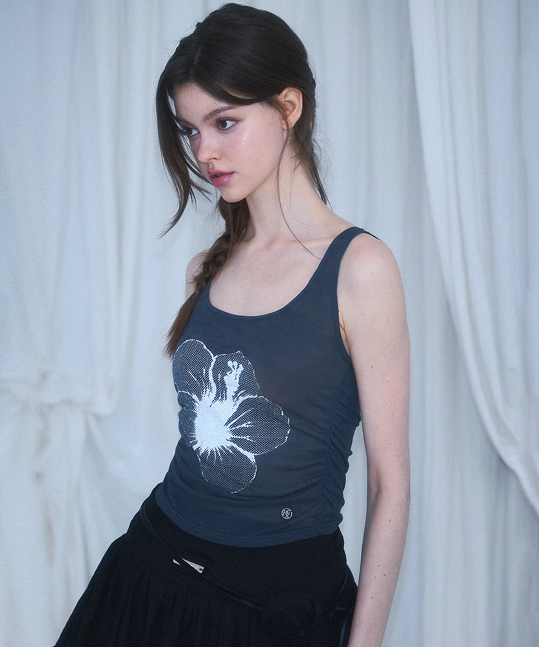 로제프란츠 Flower See-through Sleeveless [Charcoal] 상품 이미지 1