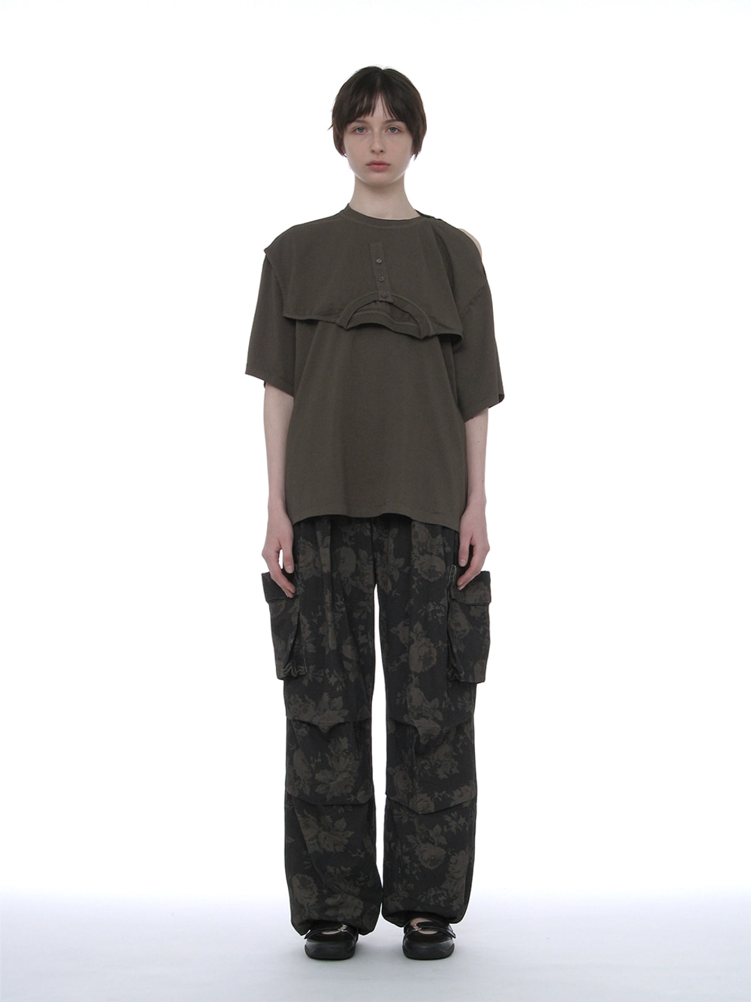 파르티멘토 [WOMEN] DECONSTRUCTED SHORT SLEEVE TEE_KHAKI GREY 상품 이미지 2
