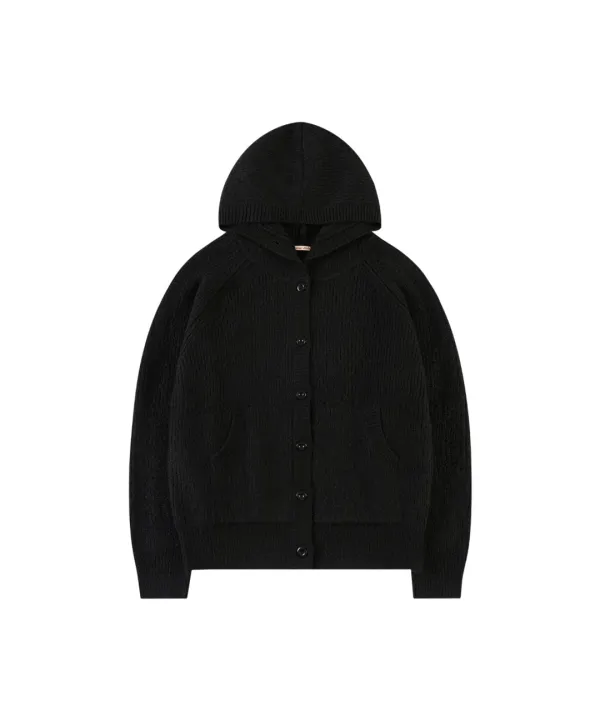 KN4273 하이넥 후드 카디건_Black