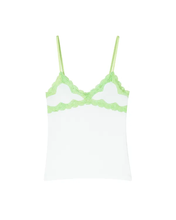 LACE TRIM CAMISOLE, WHITE