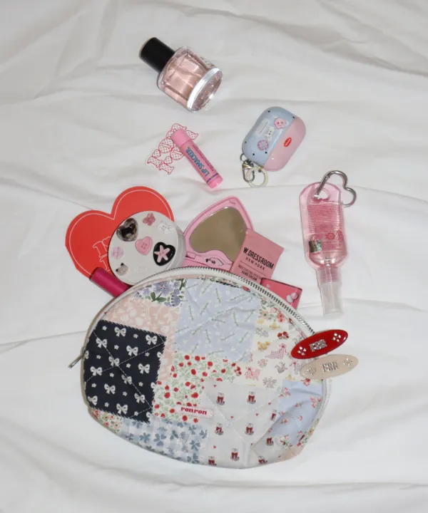 PATCHWORK QUILTED HALF MOON POUCH