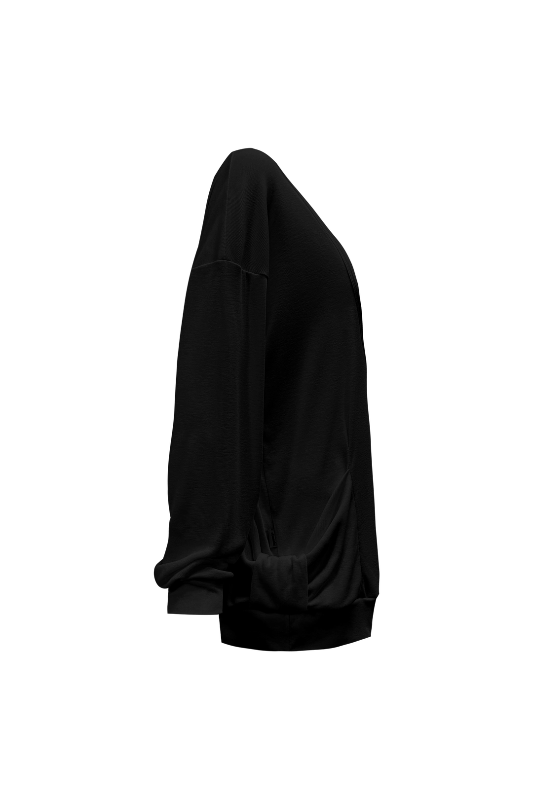 체메씨 LOOSE DEEP-NECK LONG SLEEVE (BLACK) 상품 이미지 2