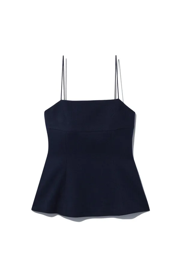 SQUARE NECK PEPLUM TOP [NAVY]