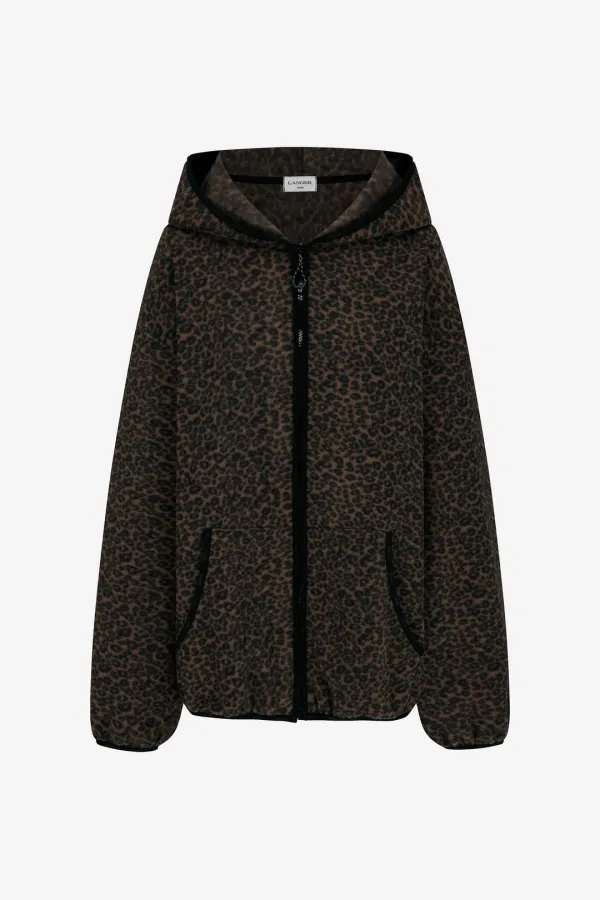 jim leopard fleece zip-up hoodie