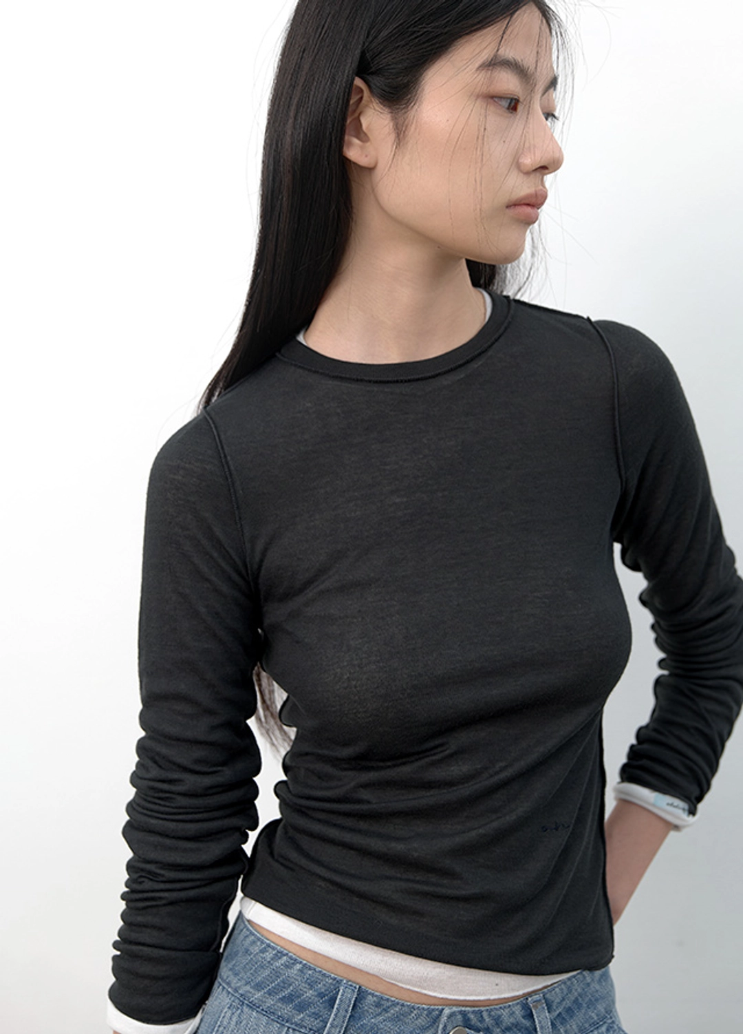 아뜰리에 나인 (T-7289)AN INTERLOCK LONG SLEEVE SLIM FALL TEE 상품 이미지 2