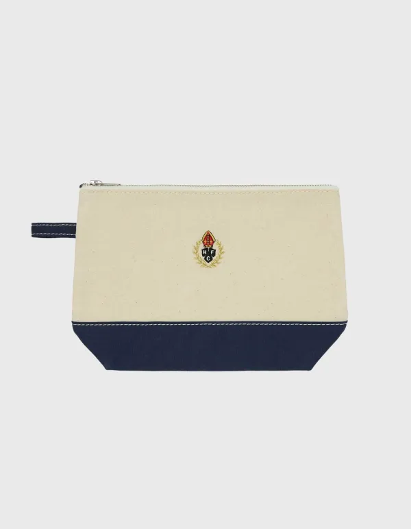 CREST CANVAS POUCH / Navy