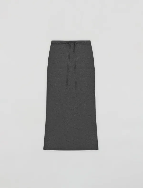 [9th REORDER] SILKY SWEAT MAXI SKIRT [CHARCOAL]