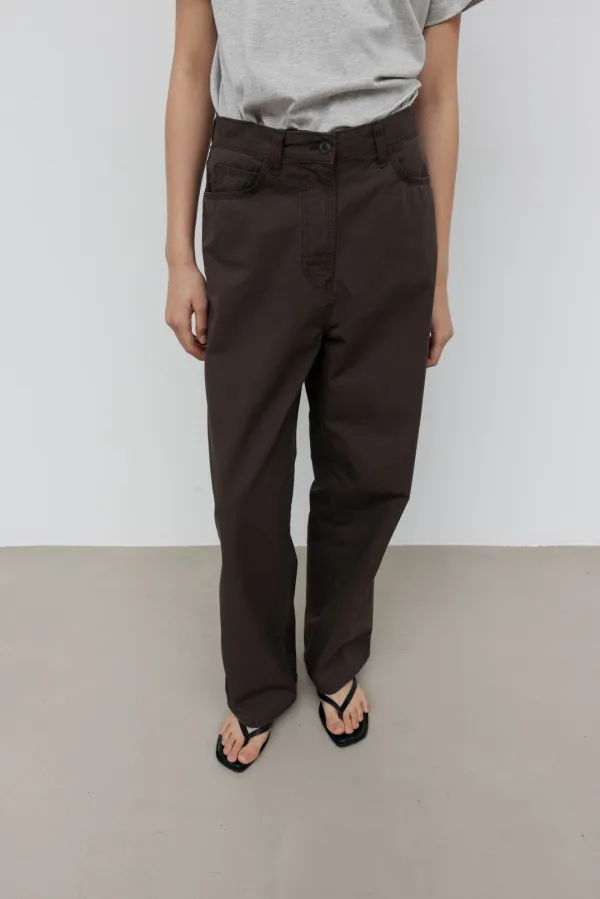 Washed Cotton Pants (Brown)