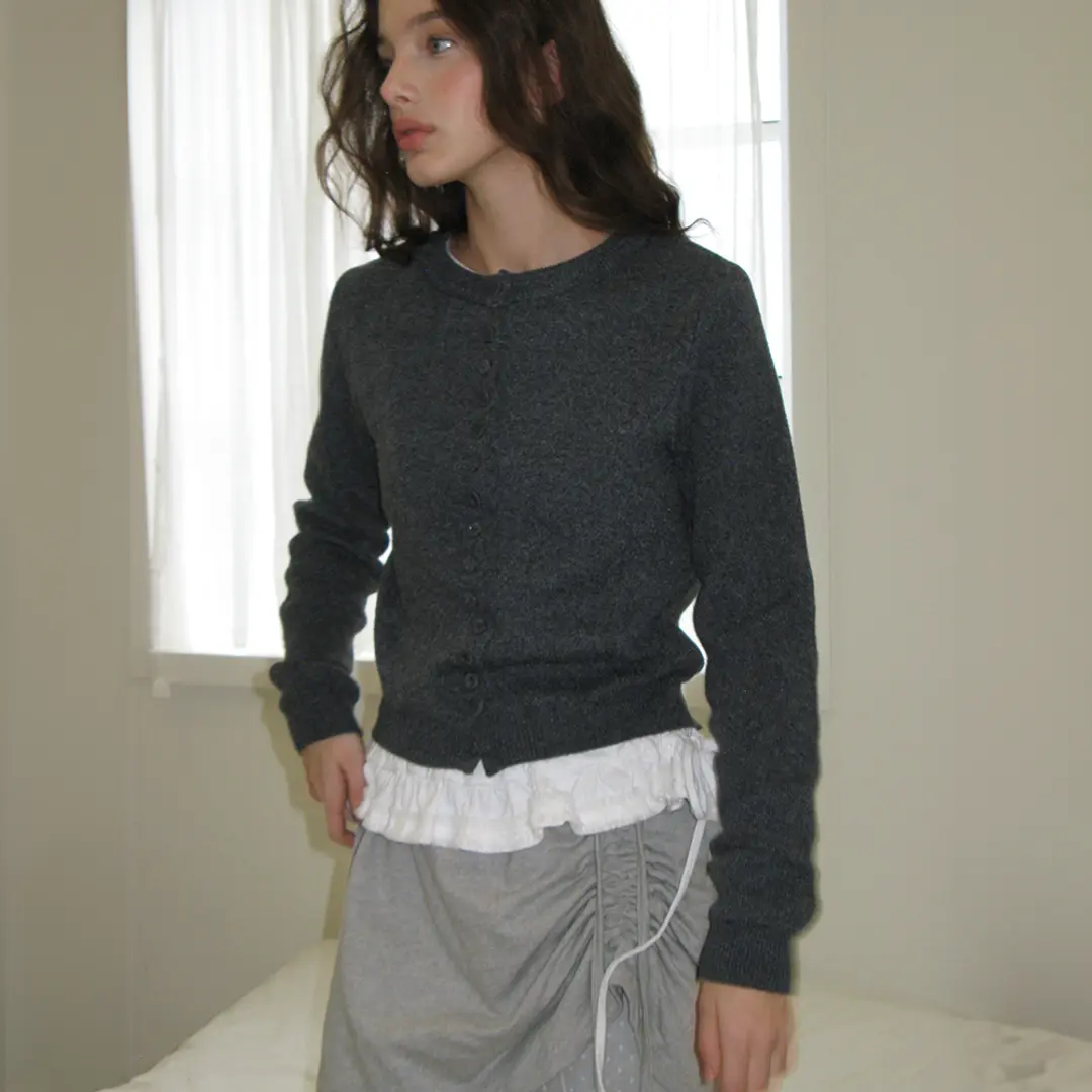 론론 BUTTON UP KNIT CARDIGAN CHARCOAL 상품 이미지 2