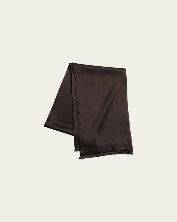 Silk Tassel Scarf - Brown