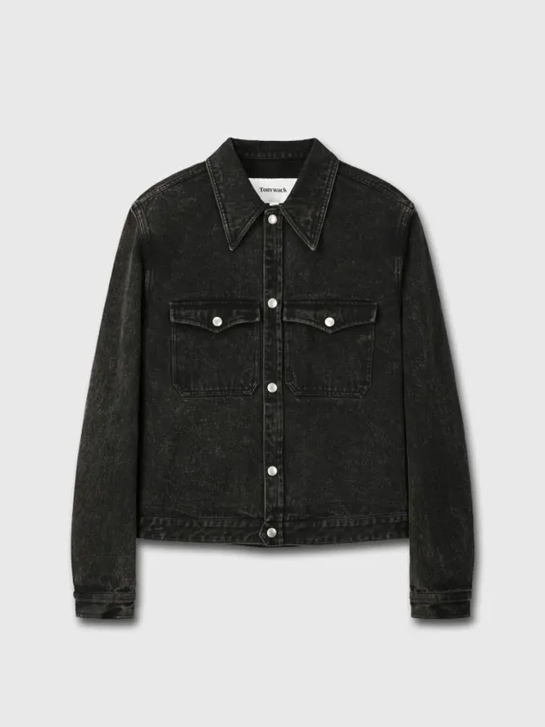 (W) DOUBLE POCKET BURNT DENIM BLOUSON_ BURNT BROWN