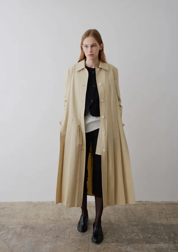 Mused Pleats Trench Coat - Beige