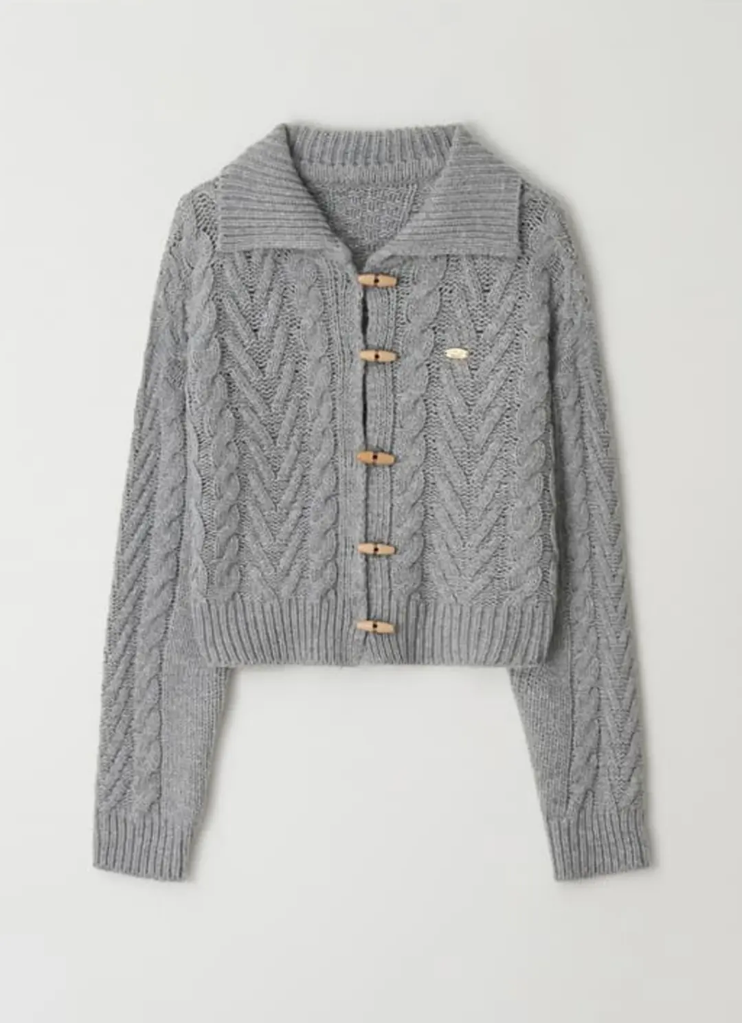 론론 COZY TOGGLE FISHERMAN KNIT CARDIGAN GREY 상품 이미지 3