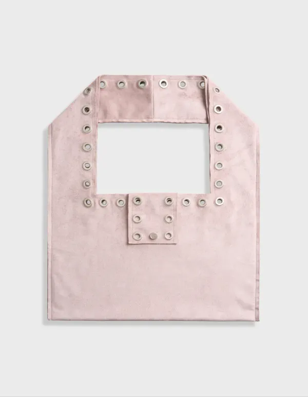 EYELET SUEDE SHOULDER BAG, PINK