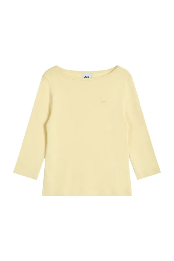 (W) BOAT NECK 3/4 SLEEVE T-SHIRT-YELLOW