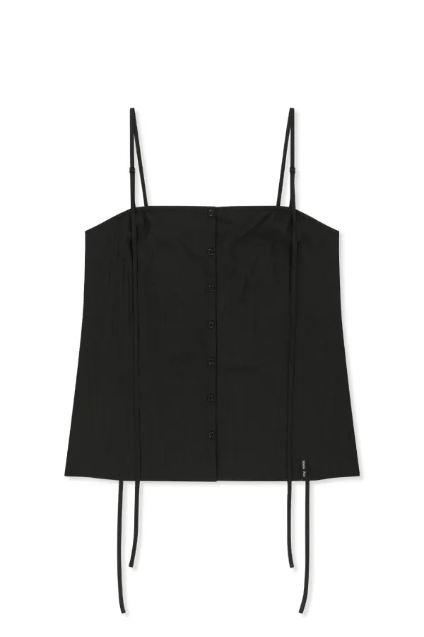 BUTTON SLEEVELESS BLOUSE IN BLACK