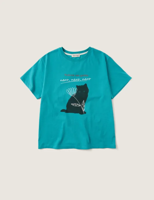 Gatto Nero T-shirt (Teal Green)