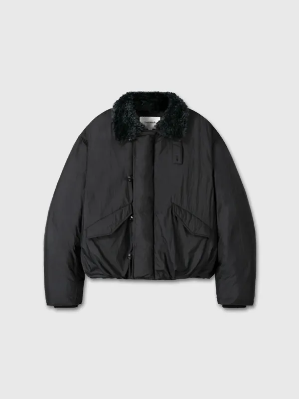 SHEARLING COLLAR PUFFER BLOUSON_ BLACK