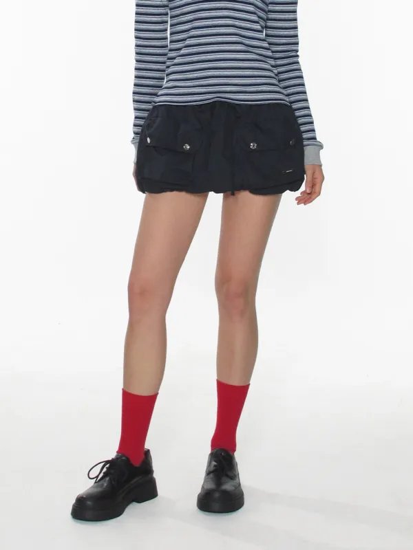 DOUBLE POCKET MICRO SKIRT_NAVY