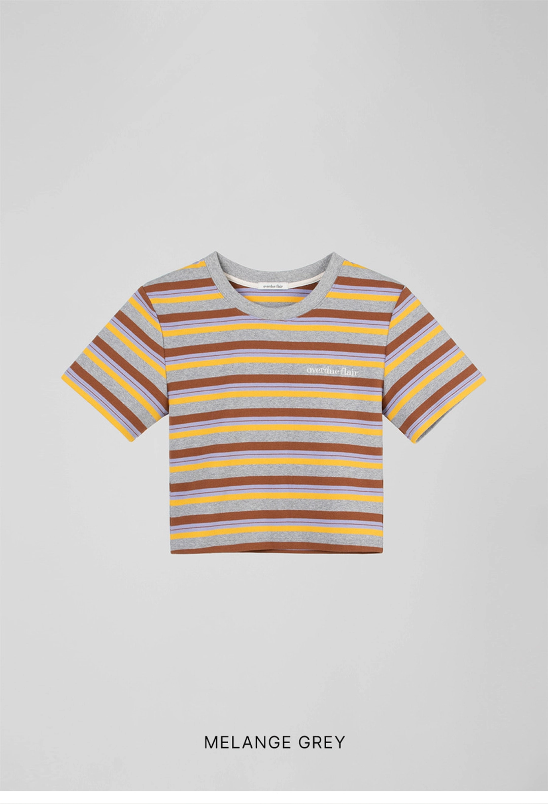 오버듀플레어 STRIPE CROP T-SHIRT_MELANGE GREY 상품 이미지 1