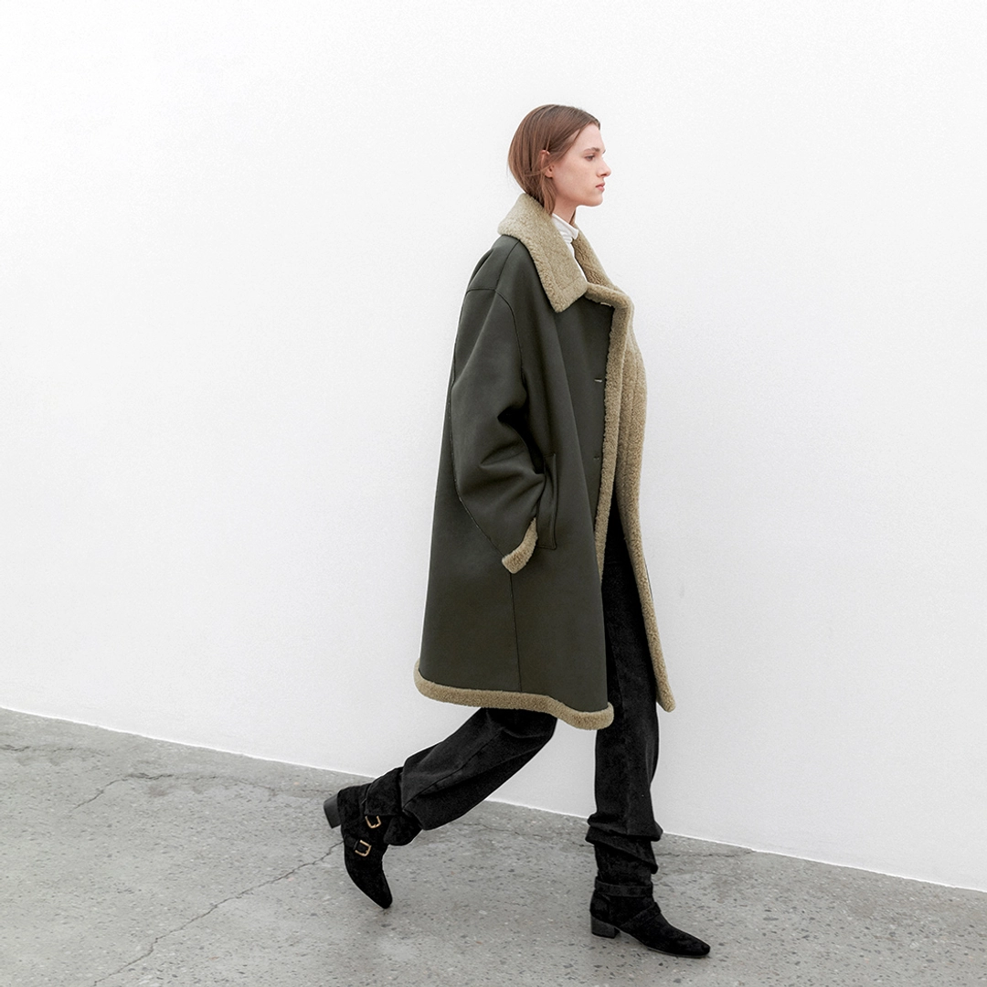 아뜰리에 나인 (CT-1476)CALM REVERSIBLE HALF COAT MUSTANG 상품 이미지 2
