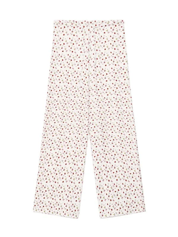 LAZY SUNDAY TERRY PANTS (STRAWBERRY BOW)
