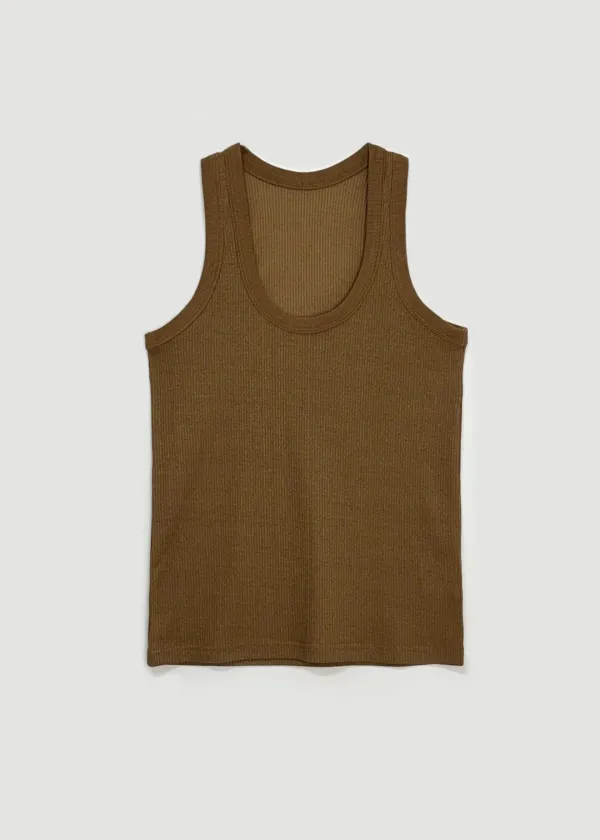 Ribbed sleeveless (Brown)