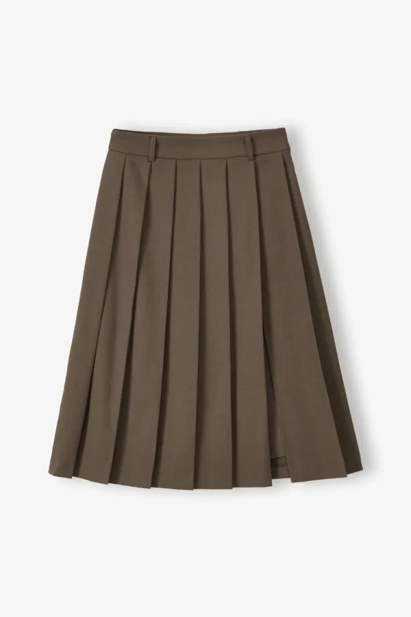 Bound Pleats Skirt (Brown)