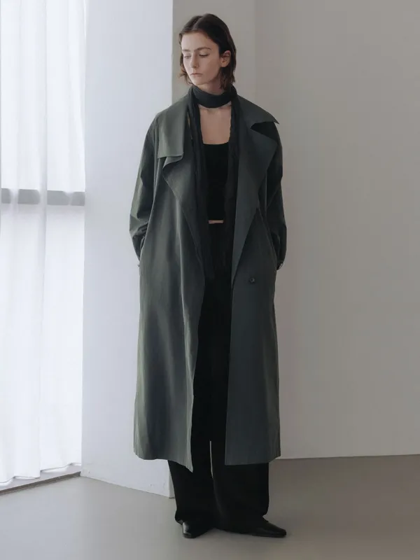 Asymmetric Wide Lapel Long Trench Coat SW6AR895-6G