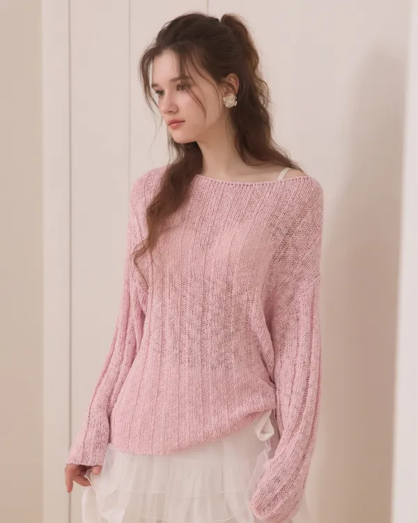 Soft bloom cable knit - pink