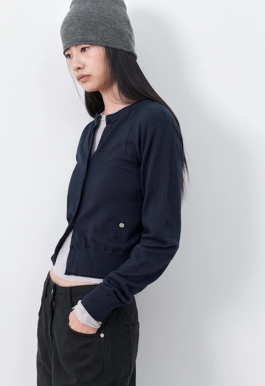 아뜰리에 나인 (CD-2284)CASHMERE BLENDED LAYERED KNIT CARDIGAN 상품 이미지 3
