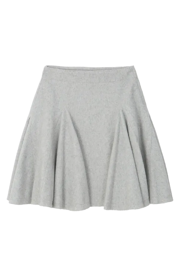 WOOL FLARE SKIRT_LIGHT GRAY