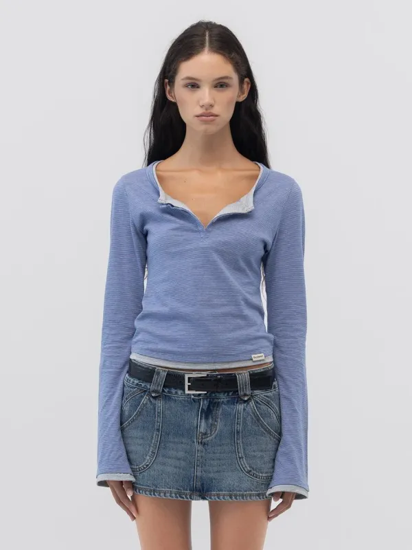 ROAN LAYERED LONG SLEEVE (BLUE STRIPE)