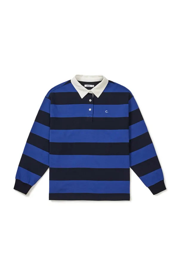 [25FW clove] Striped Rugby Shirt (Blue)