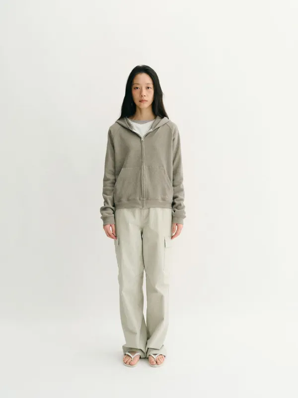Waffle Zip Hoodie (Pigment Beige)