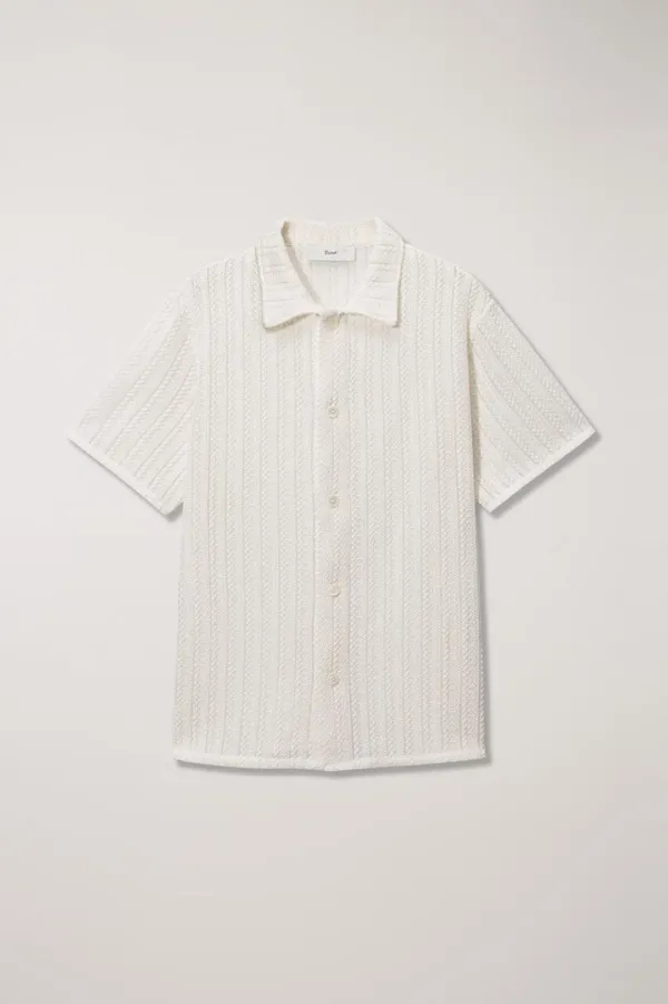 UNISEX CROCHET SHIRT IVORY STRIPE