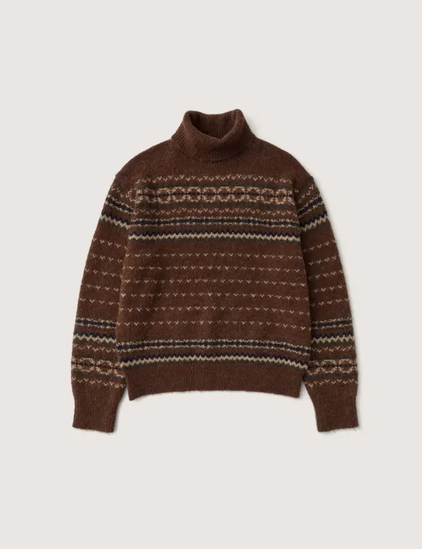 Maya Turtleneck Jacquard Knit (Brown)