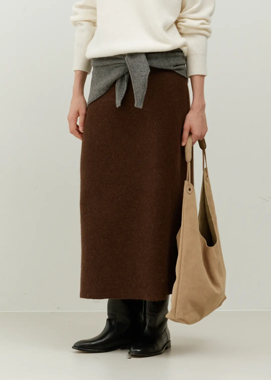 더라이 Knitted Long Skirt(Brown) 상품 이미지 2