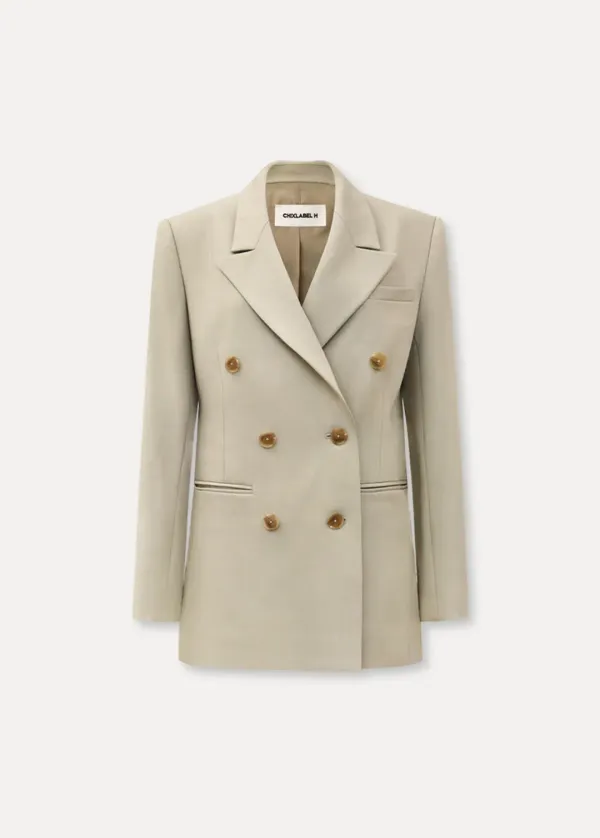 CHIXLABEL H 루체 더블 브레스티드 자켓 - Oat Beige