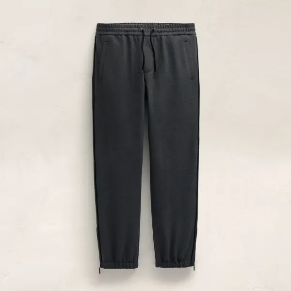 Suede Trimmed Track Pant - Charcoal/Black