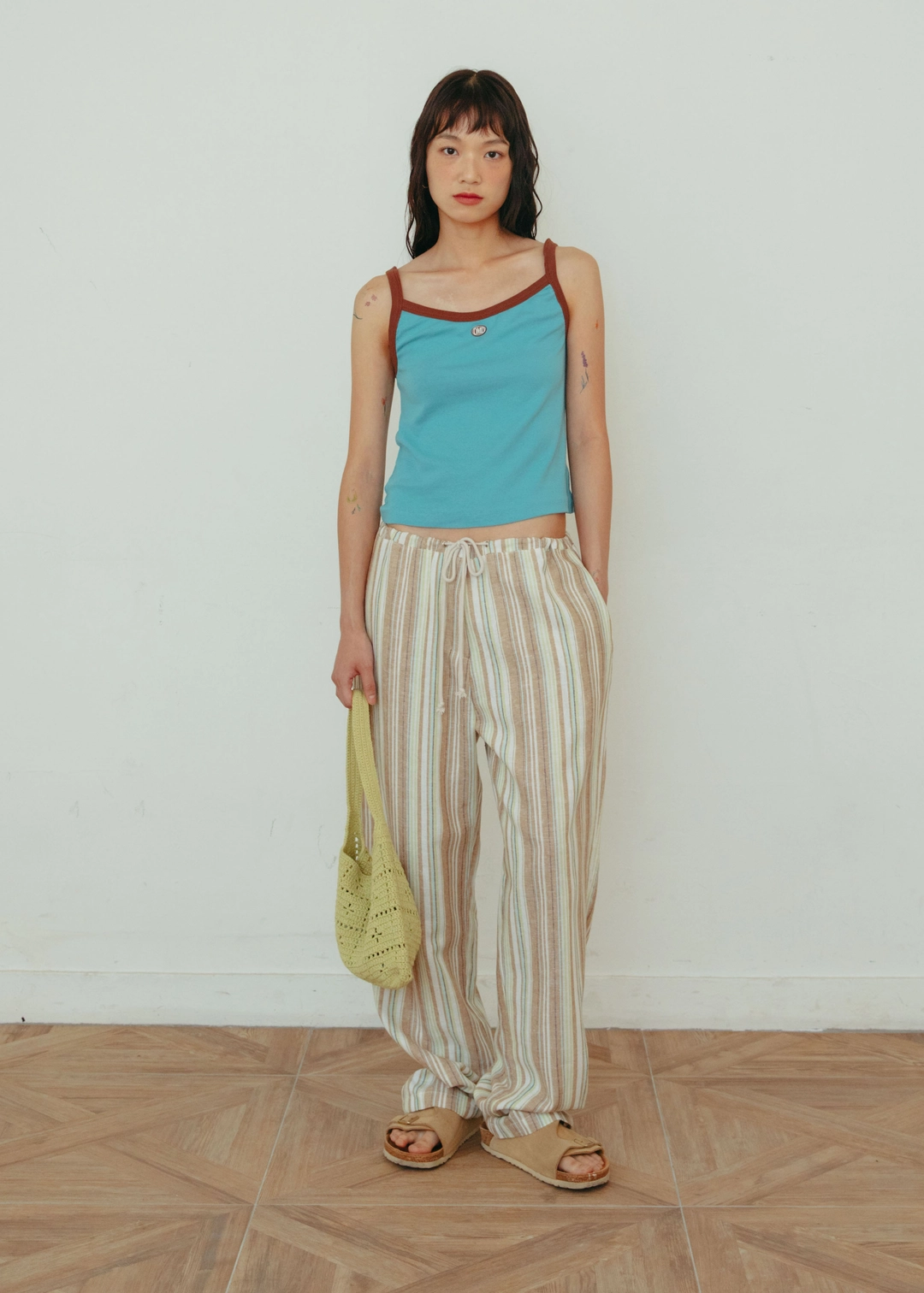 온무드 [3RD] Linen Stripe Pants - Brown 상품 이미지 2