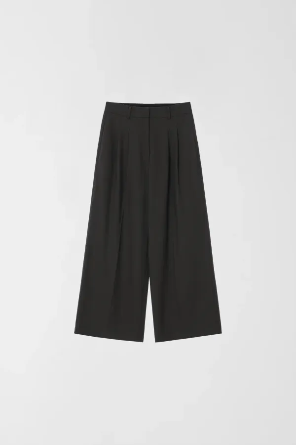 CLASSIC WOOL WIDE SLACKS_CHARCOAL BROWN_OD3C2MPL90CHB