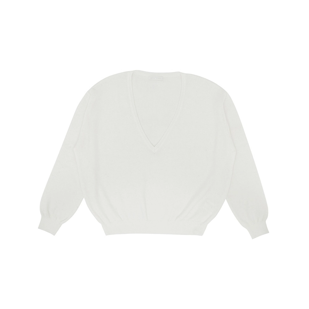 피브비 Deep V Neck Knit Top (cloud white) 상품 이미지 1